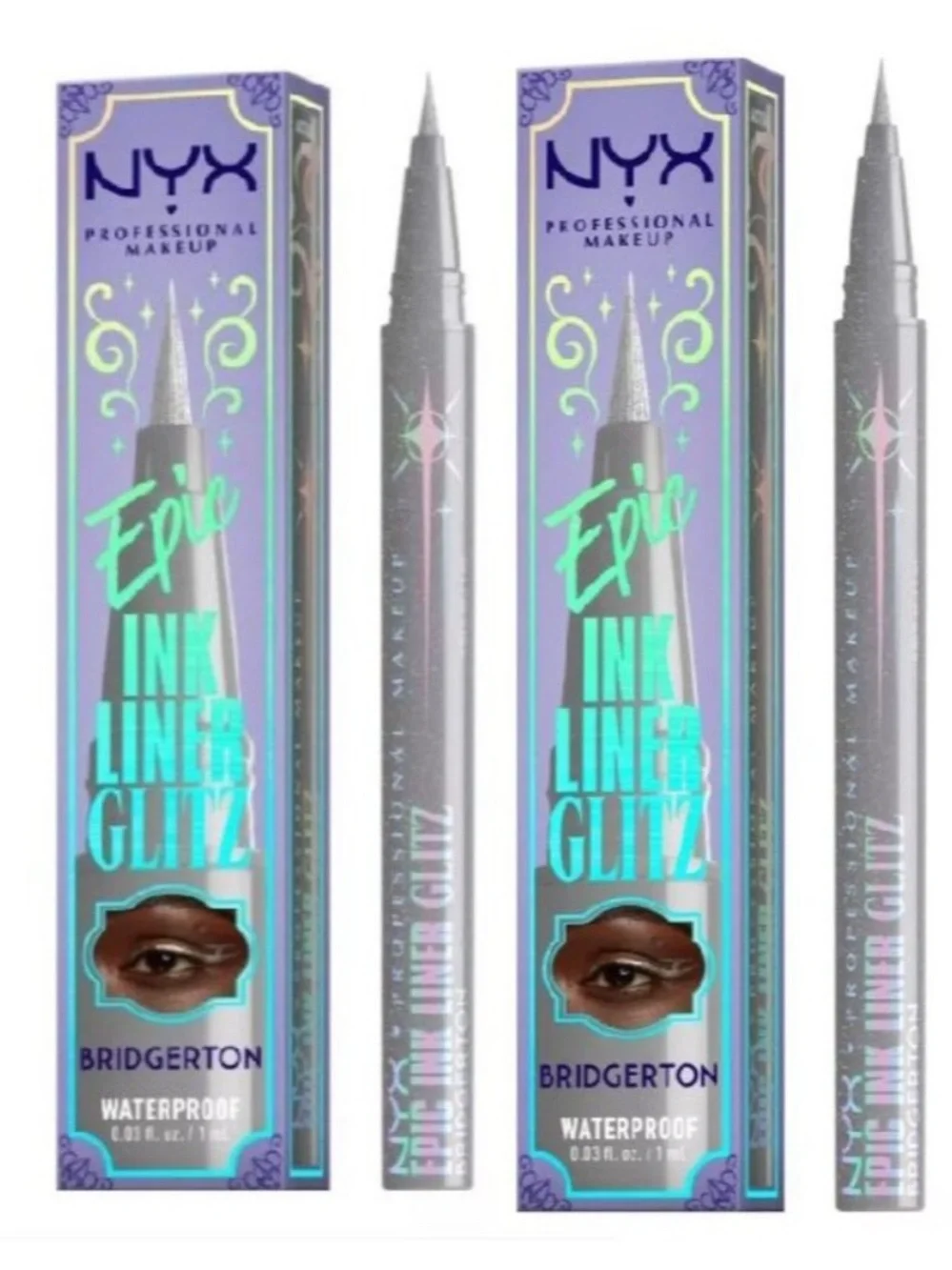 NYX Bridgerton Royal Epic Ink Liner Glitz — Waterproof Silver Duo